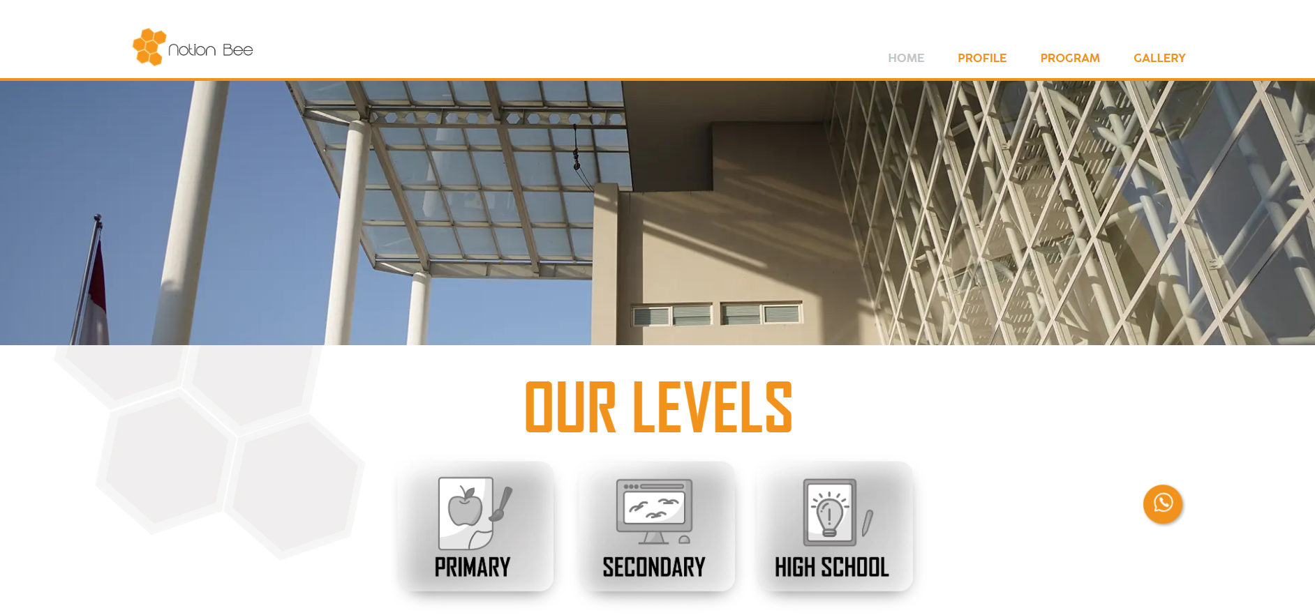 website screenshot of notionbee school
